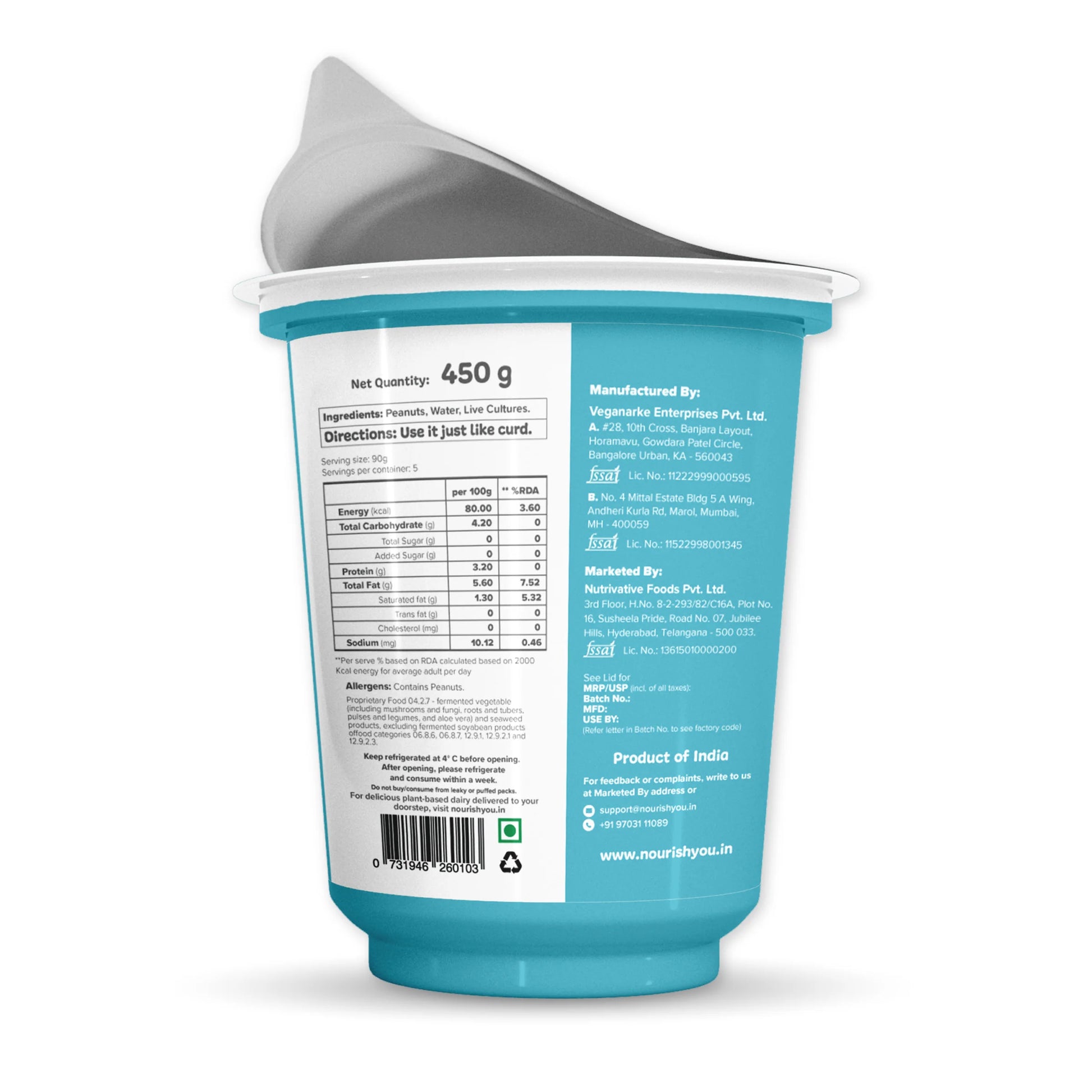 One Good Vegan (Peanut) Curd Nutrition Information