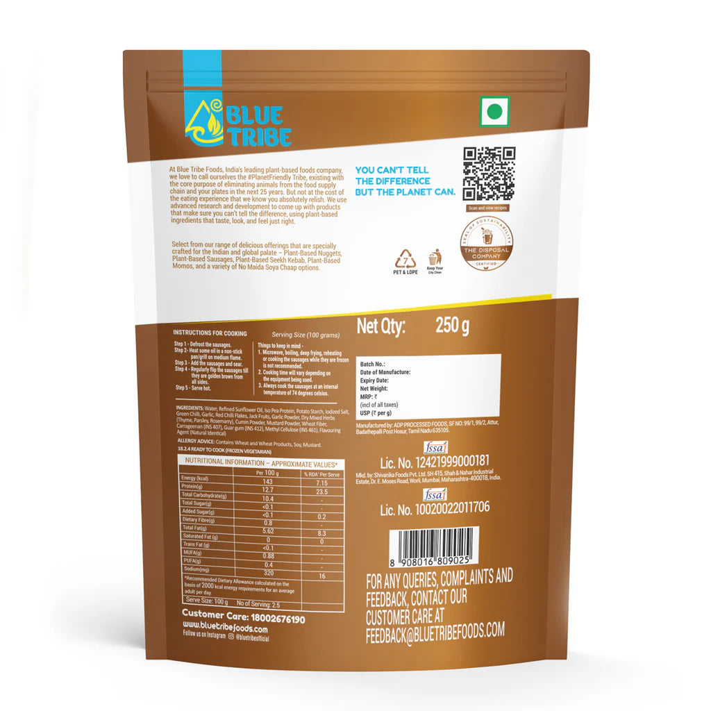 Plant-Based Sausage Nutrition Information 