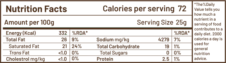 Soft Spot Plant Based Mozzarella Nutrition Facts