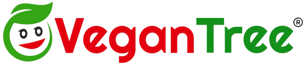 VeganTree logo with a green leaf and smiling face on a white background
