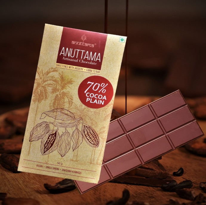 Anuttama 70% Dark Chocolate | Rich & Jaggery Sweetened