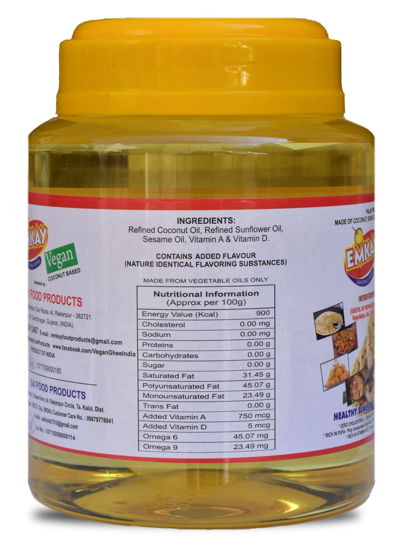 Emkay Vegan Ghee – Coconut-Based, Interesterified, Dairy-Free
