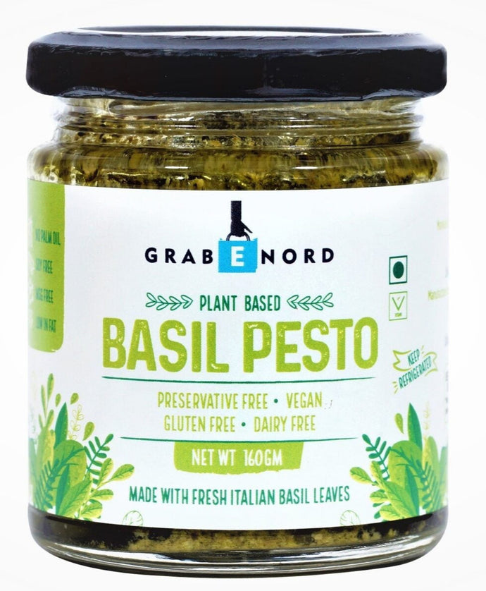 GrabEnord Basil Pesto Plant Based | 100% Vegan, Gluten-Free & All-Natural Pesto