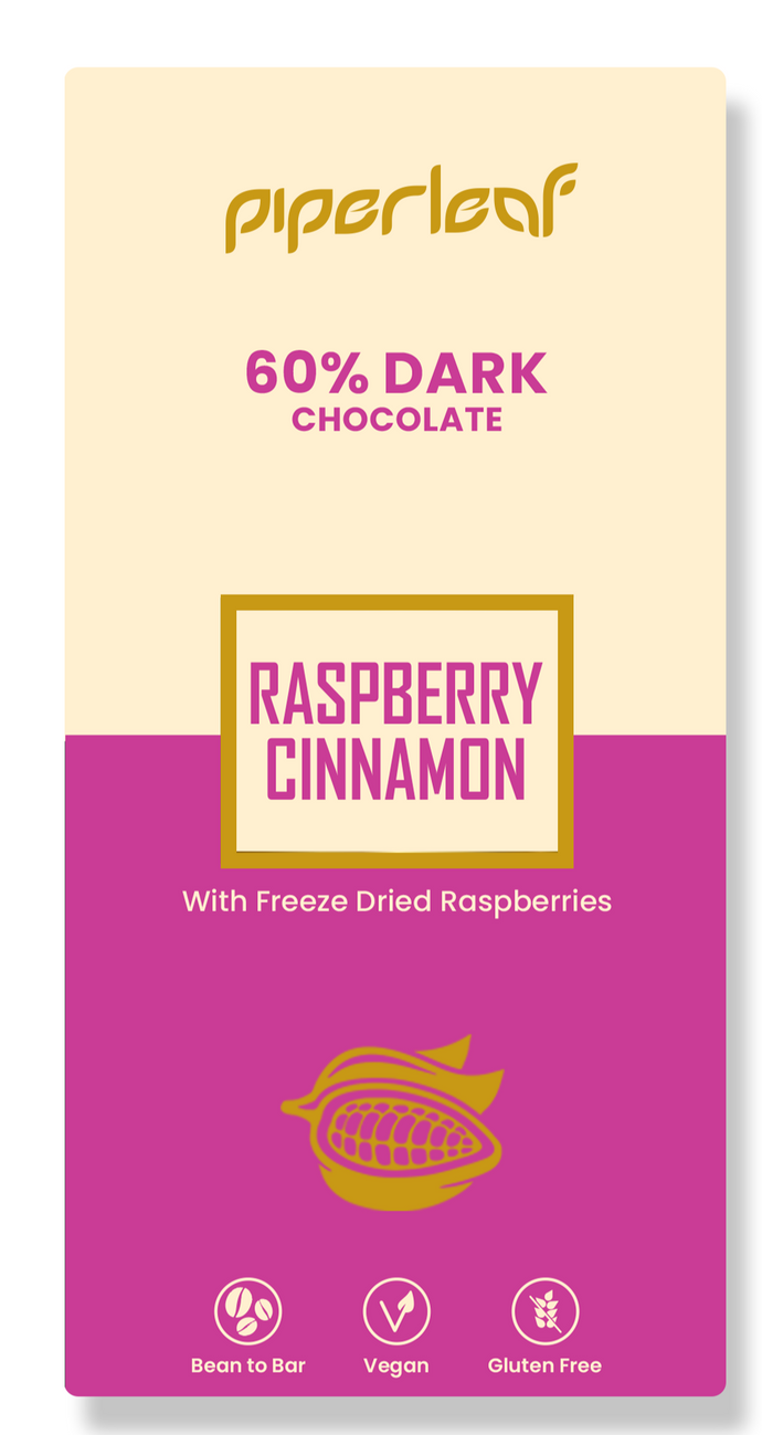 Piperleaf 60% Dark Chocolate – Raspberry Cinnamon