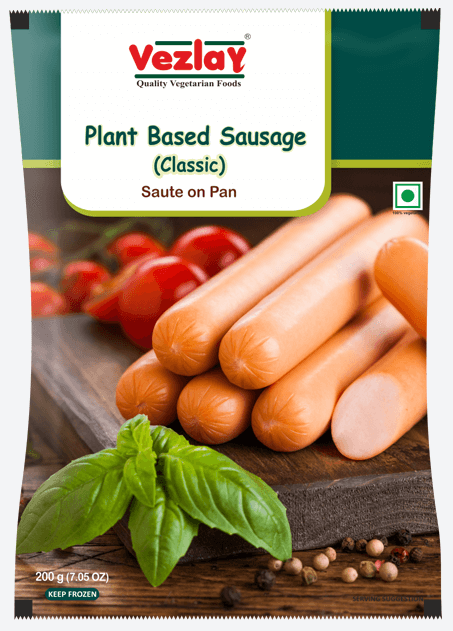 Vezlay Plant Based Sausages – Classic (Frozen) – Delicious & Healthy Vegan Sausages